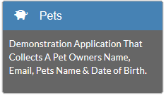 Pets App Online Menu